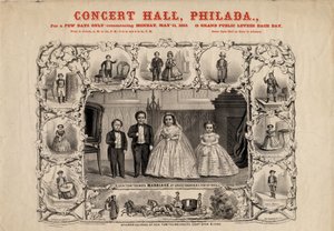 Gen. Tom Thumb og hustru, Com. Nutt og Miss Minnie Warren, pub. af Currier & Ives, 1863 af American School