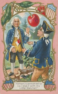 George Washington bekender over for sin far (farve litho) af American School
