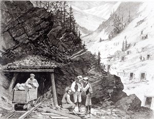 Guld- og sølvminedrift, Colorado - Et honningkæmmet bjerg, fra en tegning af Frenzeny og Tavernier af American School