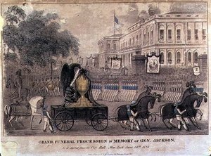 Grand Funeral Procession til minde om general Jackson, indgraveret og pub. af Henry R. Robinson (fl.1833-51) New York af American School