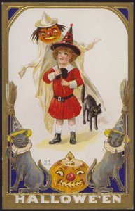 Halloween-kort (farvelitografi) af American School