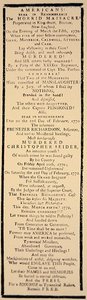 Handbill kommenterer frifindelsen af kaptajn Preston og seks soldater efter deres retssag i oktober 1771 (litho) af American School