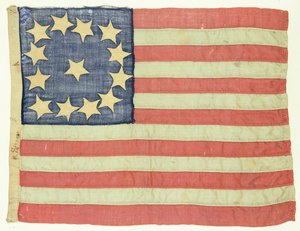 Håndsyet flag med tretten stjerner, ca. 1830-80 (uld og bomuld) af American School