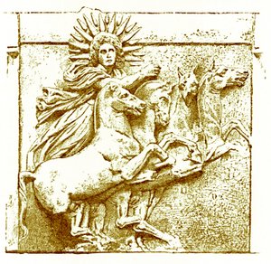 Helios upon his chariot, illustration fra History of Greece af Victor Duruy, udgivet 1890 (digitalt forbedret billede) af American School
