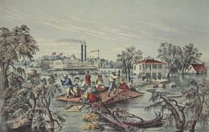 High Water In The Mississippi, pub. 1868, Currier & Ives af American School