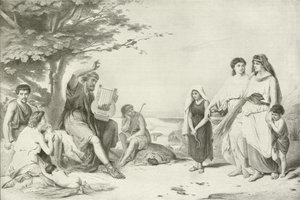 Homer reciting the Iliad (gravure) af American School