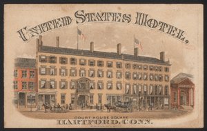 Hotel Trade Card (farvet gravering) af American School