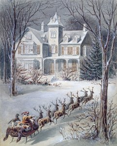Illustration fra Twas the Night Before Christmas skrevet af professor Clement Clarke Moore (1779-1863) af American School