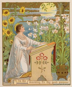 Om morgenen fastlægger du dit gode formål (chromolitho) af American School