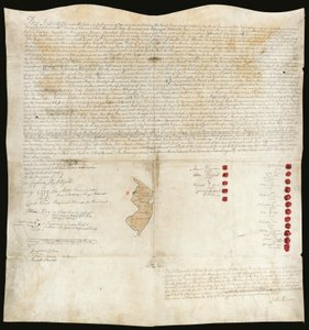 Indianertraktat, Easton Conference, Pennsylvania, 23. oktober 1758 (pen og blæk med voks på pergament) af American School