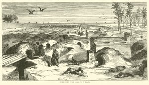 Indvendigt billede af Prison Pen ved Millen, november 1864 af American School