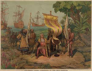 Columbus lander på øen San Salvador den 12. oktober 1492. 1893 af American School