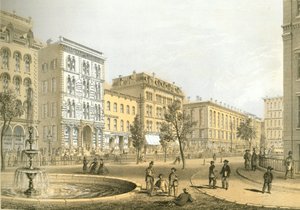 LaSalle Street fra Courthouse Square, fra Chicago Illustrated, med litterære beskrivelser af James W. Sheahan, udgivet af Jevne & Almini, Chicago, 1866-67 af American School