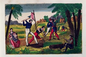 Etiket til Champ dAsile spiritus, ca. 1830 af American School