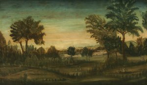 Landskab med bygninger, slutningen af 1700-tallet af American School