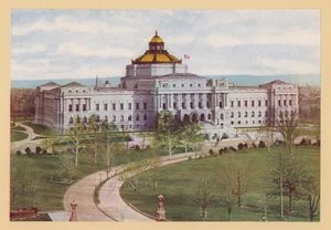 Library of Congress, Washington DC (farvelitografi) af American School