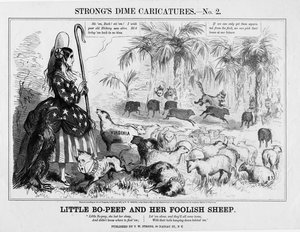 Lille Bo-Peep og hendes tåbelige får, udgivet af T W Strong, New York, 1861
