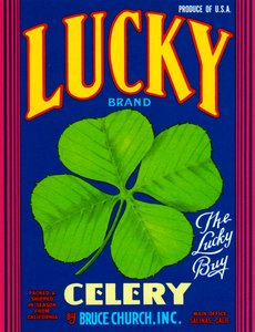 Lucky Brand Selleri Fruit Crate Label, ca. 1920 (litografi) af American School