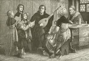 Luther midt i sin familie af American School
