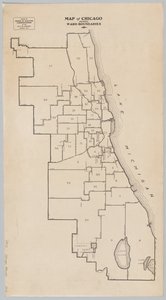 Kort over Chicago, der viser Ward Boundaries af American School