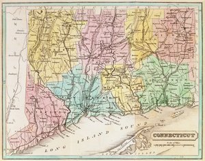 Kort over Connecticut, fra 