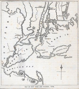 Kort over New York og omegn (litho) af American School
