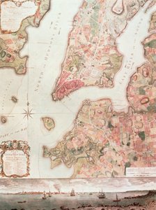Kort over New York i 1766-67 (akvarel på papir) af American School