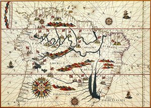 Kort over Sydamerika i 1582 af American School