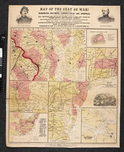 Kort over krigssædet. Indeholder et kort over nærheden af Washington, Baltimore, Harper