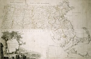 Kort over staten Massachusetts, 1801 af American School