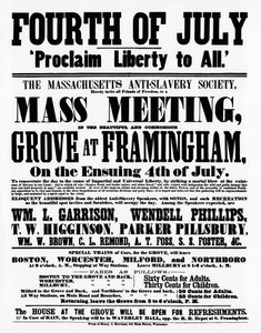 Massachusetts Anti-Slavery Society plakat, der proklamerer frihed til alle på uafhængighedsdagen, 1859 (tryk)