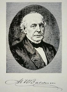 Matthias William Baldwin (1795-1866), grundlægger af Baldwin Locomotive Works i 1831 (litografi) af American School