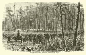 McClernands korps marcherer gennem moserne, marts 1863 af American School