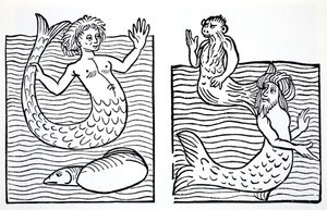 Mermaids and Mermen, fra The World Guide to Gnomes, Fairies, Elves and Other Little People af Thomas Keightley (1789-1872) Udgivet 1880, (BW Engraving)