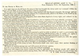Besked til folket i Maryland for at støtte konføderationen, 8. september 1862 af American School