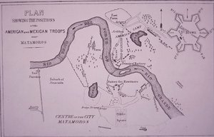 Mexicansk-amerikansk krig (1846-48), kort over amerikanske tropper nær Rio Grande og Matamoros af American School