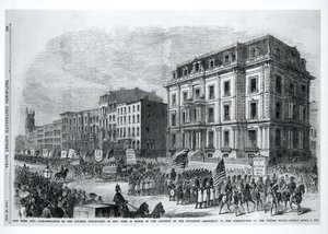 New York City: Demonstration af de farvede indbyggere i New York til ære for vedtagelsen af det femtende ændringsforslag til USA