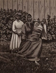 Niagara Falls: Indisk familie (litho) af American School