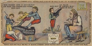 Gammel mand, der reparerer sko af American School