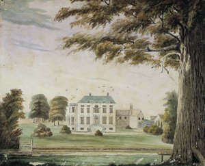 Park House, England: Hjem for Richard Flower, far til George Flower (akvarel på papir monteret om bord) af American School