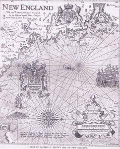 En del af kaptajn J Smiths kort over New England, illustration fra Cassell