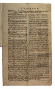 Andragende fra generalkongressen i Amerika til kongen, kontinental kongres, 26. oktober 1774