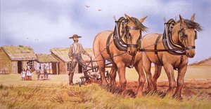 Pioneer farmer (farve litho) af American School