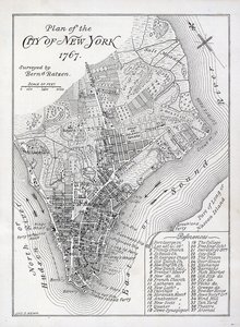 Plan over byen New York i 1767 (litografi) af American School