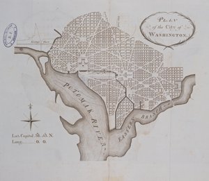 Plan for byen Washington som oprindeligt udlagt i 1793 af American School