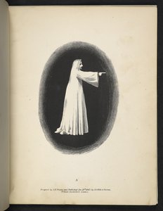 Plade 3. Et spøgelse i hvidt.  Spectropia; eller overraskende spektrale illusioner, der viser spøgelser overalt og af enhver farve osv. ser. 1.  J.H. Brun  1864 af American School