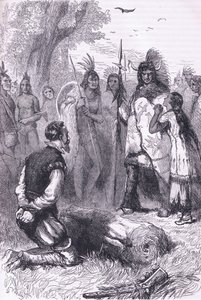 Pocahontas redder kaptajn Smiths liv, illustration fra Cassell