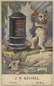 Isbjørn danser ved et komfur (chromolitho) af American School
