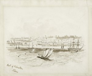 Port of Galveston, Texas, slutningen af 1800-tallet (blæk på vævet papir) af American School