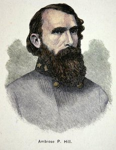 Portræt af general Ambrose P. Hill (farve litho) af American School